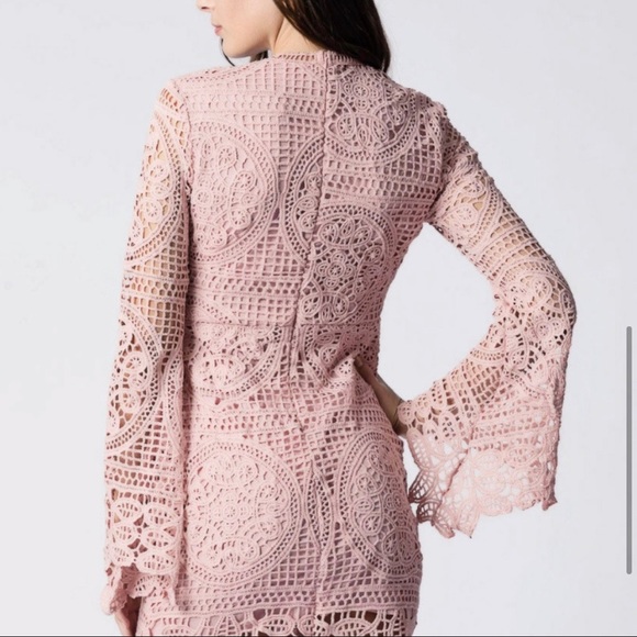Haute Rogue Emma Pink Lace Bodycon Mini Dress XS - Picture 3 of 10